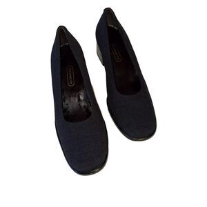 Coach Women's Talia Blue Fabric Block 2" Heel Dress Shoes‎ Sz 7